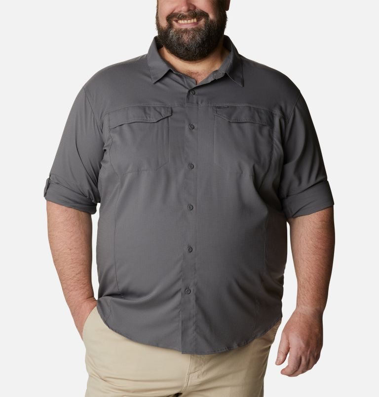 Men's Columbia Silver Ridge Lite Long Sleeve Shirts Dark Grey | Plus Size CA-KC08L